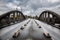 Brussels, Belgium - Old Industrial bridge called Leeuwoprit - Rampe du Lion - Albertbridge with bad weather comming