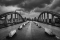 Brussels, Belgium - Old Industrial bridge called Leeuwoprit - Rampe du Lion - Albertbridge with bad weather comming