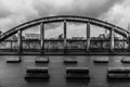 Brussels, Belgium - Old Industrial bridge called Leeuwoprit - Rampe du Lion - Albertbridge with bad weather comming