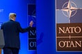 Donald Trump, President of United States of America, walking away from press conference at NATO SUMMIT 2018