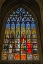 Stained glass window of Cathedral of St. Michael and St, Gudula, Brussels Belgium. Royalty Free Stock Photo