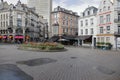 Various townhouses around a small roundabout