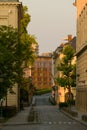 Brussels / Belgium - Streets of the city during an amazing summer sunset