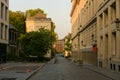 Brussels / Belgium - Streets of the city during an amazing summer sunset