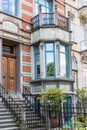 Brussels- Belgium - Typical luxury facade at the Avenue Tervuren with Sgraffiti and a bow window Royalty Free Stock Photo