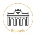 Brussels, Belgium Vector Line Icon