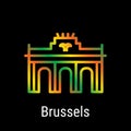 Brussels, Belgium Vector Line Icon