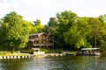 Brussels, Belgium: a wood coffee shop and a pier in La Cambre Park