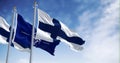 The flags of Finland and NATO waving in the wind