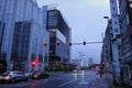 Early morning wide angle city-scape view on traffic in the Brussels business center Royalty Free Stock Photo