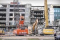 Brussels, Brabant, Belgium 03 09 2023 Heavy industry demolition work on office blocks in Brussels, Havenlaan