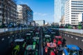 Brussels Capital Region, Belgium - Farmers protesting with tractors for the governmental descision about the use of nitrogen