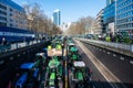 Brussels Capital Region, Belgium - Farmers protesting with tractors for the governmental descision about the use of nitrogen
