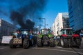 Brussels Capital Region, Belgium - Farmers protesting with tractors for the governmental descision about the use of nitrogen