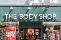 Brussels city center, Belgium - Entrance and facade of the Body Shop cosmetic products retai