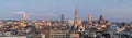 Brussels city center, Belgium - Extra large panoramic view over the old town skyline during twilight