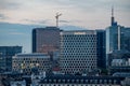 Brussels city center, Belgium - Panoramic sunset over the business district with the Proximus and Beobank towers in the Little