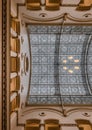 Brussels city center, Brussels Capital Region - Belgium - Art nouveau decorated ceiling with glass of the museum of the National