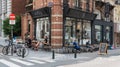 Brussels City Center, Brussels Capital Region - Belgium - 06 20 2020 People sitting on a terrace at the Place de la Liberte, the