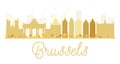 Brussels City skyline golden silhouette.
