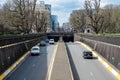 Brussels European Quarter, Belgium - The Rue de la Loi tunnel at the Parc du Cinquentenaire