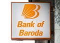 Brussels European Quarter, Belgium - Sign of the Bank of Baroda in orange