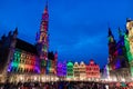 Brussels Grand Place by night and its colour show