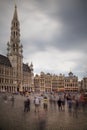 Brussels Grand Place with Tourists Royalty Free Stock Photo