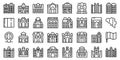 Brussels icons set outline vector. Belgium skyline