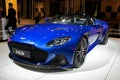 BRUSSELS - JAN 9, 2020: Aston Martin DBS Superleggera Volante sports car showcased at the Brussels Autosalon 2020 Motor Show Royalty Free Stock Photo