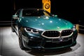 BRUSSELS - JAN 9, 2020: BMW M8 Competition Gran Coupe sports car showcased at the Brussels Autosalon 2020 Motor Show