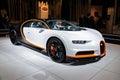 BRUSSELS - JAN 9, 2020: Bugatti Chiron Sport sports car showcased at the Brussels Autosalon 2020 Motor Show