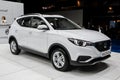 BRUSSELS - JAN 9, 2020: MG ZS EV electric SUV car model showcased at the Brussels Autosalon 2020 Motor Show