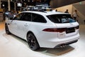 BRUSSELS - JAN 9, 2020: New Jaguar XF Sportbrake car model showcased at the Brussels Autosalon 2020 Motor Show