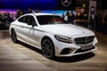 BRUSSELS - JAN 9, 2020: New Mercedes Benz C-Class Coupe car model presented at the Brussels Autosalon 2020 Motor Show