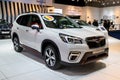 BRUSSELS - JAN 9, 2020: New Subaru Forester car model showcased at the Brussels Autosalon 2020 Motor Show