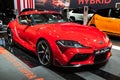 BRUSSELS - JAN 9, 2020: Toyota GR Supra  car model showcased at the Brussels Autosalon 2020 Motor Show Royalty Free Stock Photo