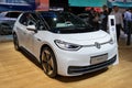 BRUSSELS - JAN 9, 2020: Volkswagen ID 3 electric car showcased at the Brussels Autosalon 2020 Motor Show