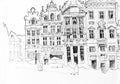 Brussels main square hand drawn architectural scetch Royalty Free Stock Photo