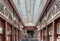 Brussels Old Town - Belgium - Decorated arcades and hall of the Genicot Library in the Bortier Gallery in Art Nouveau and neo