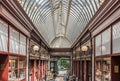 Brussels Old Town - Belgium - Decorated arcades and hall of the Genicot Library in the Bortier Gallery in Art Nouveau and neo