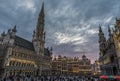 Brussels Old Town - Belgium -Panoramic view over the Brussels Grande Place at dusk during summer Royalty Free Stock Photo