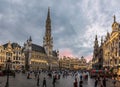 Brussels Old Town - Belgium -Panoramic view over the Brussels Grande Place at dusk during summer Royalty Free Stock Photo