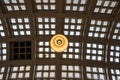 Brussels Old Town, Belgium - Patterned structure of the ceiling of the central gallery with an art deco lamp