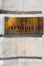 Brussels Old Town, Brussels Capital Region, Belgium, Sign and inscription of the Dorotheum fine art auction house