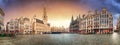 Brussels - panorama of Grand place at sunrise, Belgium Royalty Free Stock Photo