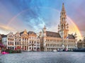 Brussels, rainbow over Grand Place, Belgium, nobody