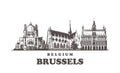 Brussels sketch skyline. Brussels, Belgium hand drawn vector illustration