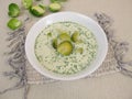 Brussels sprout soup in bowl Royalty Free Stock Photo