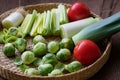 Brussels sprouts Brassica oleracea tomato, leek Royalty Free Stock Photo